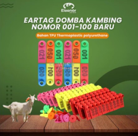 Anting Eartag Domba Kambing Nomor 001-100 Eartag Small Penanda Ternak Baru