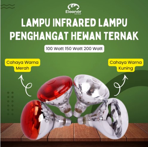 Lampu Infrared Penghangat Pemanas Kandang Ternak DOC Ayam Bebek Domba Cempe  – Varian 100W/150W/200W – Material Kaca, Socket E27