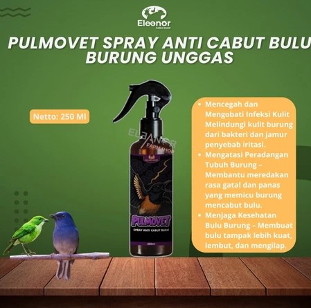 PULMOVET 250ml Obat Burung Spray Mengatasi Infeksi Kulit Burung Menjaga Kesehatan Bulu Burung