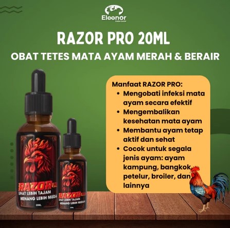 RAZOR PRO 20ml Obat Mata Ayam Atasi Mata Merah Berair Mata Bengkak dan Menjaga Kesehatan Mata Ayam