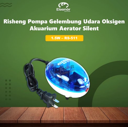 Risheng Pompa Gelembung Udara Oksigen Akuarium Aerator Silent 1.5W - RS-511