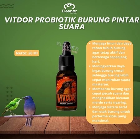 VITDOR 20ml Vitamin Burung Gacor Suplemen Burung Kicau Pintar Suara Lancar